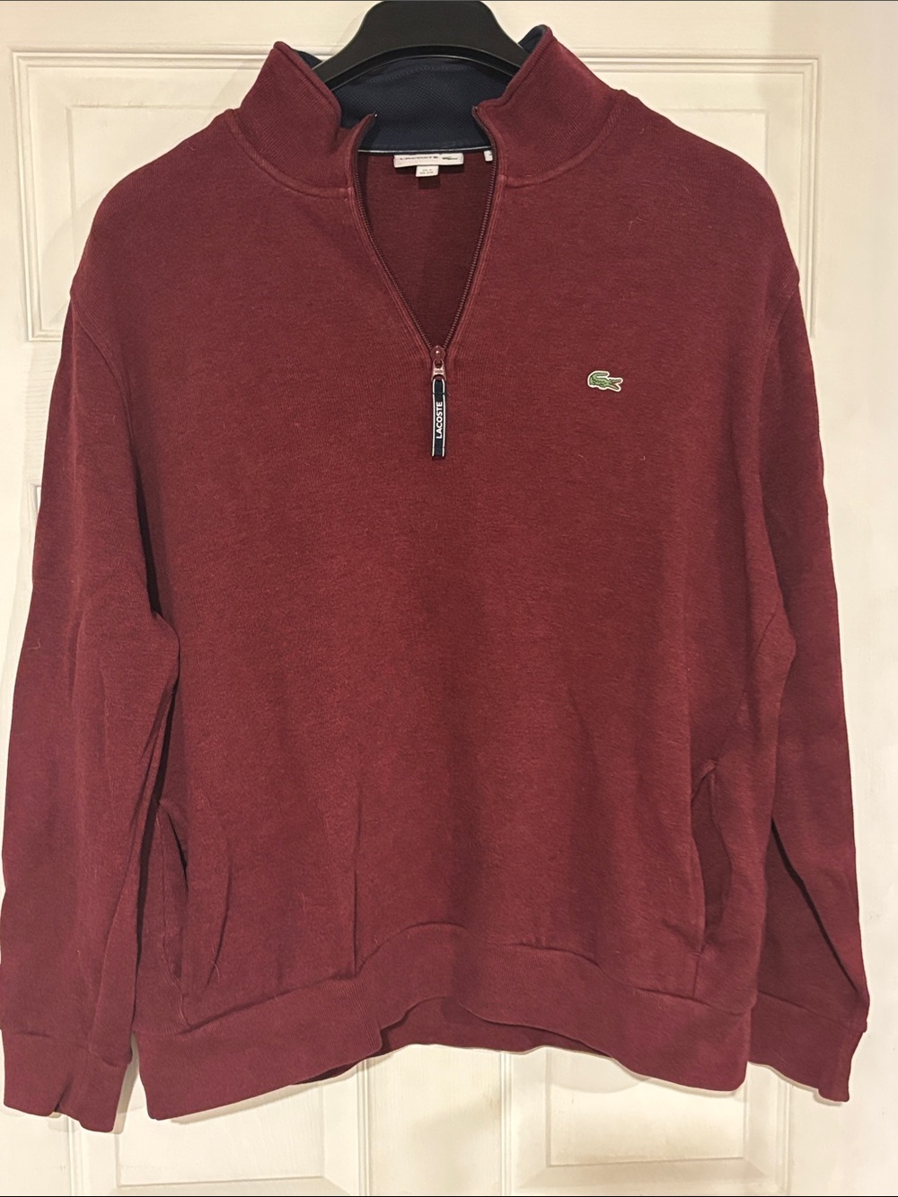 Lacoste Men's Maroon Quarter-Zip Sweatshirt